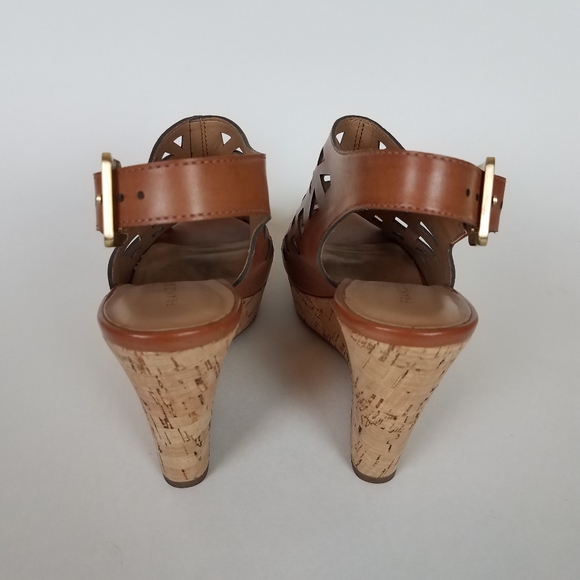 NWOT Franco Sarto Sassy Brown Cork Wedge Sandals - Picture 6 of 12